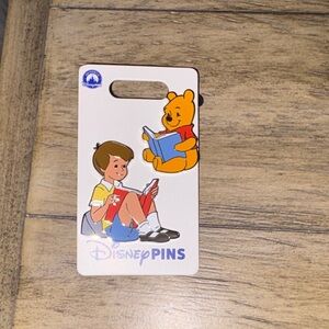 Disney Pin with Winnie the Pooh and Christopher Robin - Red and Blue